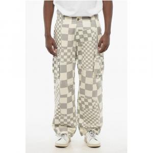 Двухцветные клетчатые брюки-карго с эффектом потертости Erl, Gray