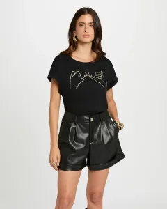 Женская короткая футболка с надписью Morgan, черный