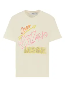 Футболка с открытым воротом, украшенная кристаллами MSGM Kids, нейтральный