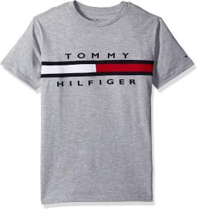 Футболка Tommy Hilfiger для мальчиков с короткими рукавами и круглым вырезом, мягкая, удобная, свободного кроя, Legacy Grey Heather