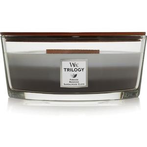 Ароматическая свеча Ellipse Trilogy с потрескивающим фитилем, теплые дрова, время горения до 50 часов, стекло Woodwick