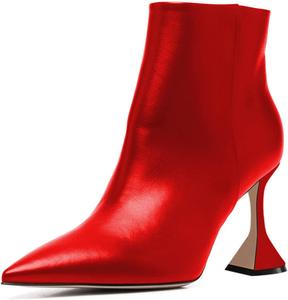 Женские ботильоны YDN с заостренным носком, высокой расклешенной шпилькой, боковой молнией, для платьев, модные осенне-зимние, размеры 4-15 US, Red