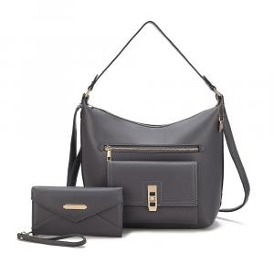 MKF Collection Clara Сумка-хобо из веганской кожи и кошелек на руку от Mia K, цвет Charcoal