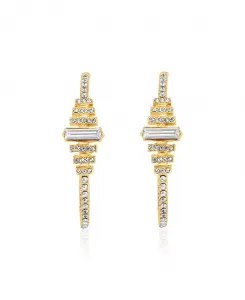 Серьги-Кольца с кристаллами огранки «багет» Bcbgeneration, gold