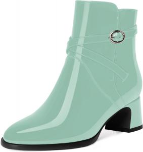 Женские сапоги MODENCOCO, удобные, повседневные, для свиданий, с круглым носком, массивным низким каблуком, по щиколотку, 5,1, Turquoise