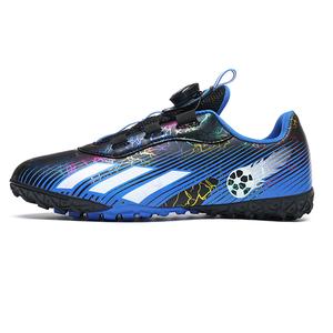 Футбольные бутсы детские с низким верхом, амортизирующие, устойчивые к истиранию, с отскоком, дышащие Cotton Gene, черный/синий