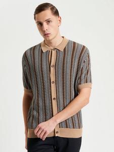 Текстурированная полосатая вязаная рубашка Ben Sherman, Dark Navy