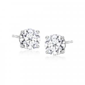 Серьги-гвоздики Ross-Simons с выращенными в лаборатории бриллиантами из 14-каратного белого золота Ross-Simons, белый