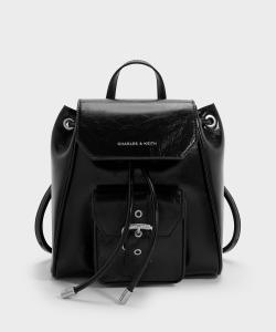 Рюкзак Blaise с передним карманом и затягивающимся шнурком Charles & Keith, цвет Noir