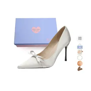 Xingdiman Женские туфли на высоком каблуке черные с экрю 7 см [подарочный набор] (с подарком), цвет Ecru 7cm[Gift Box Set](Gift Included)