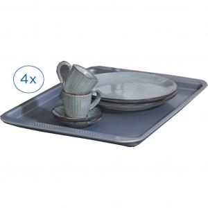 Поднос с противоскользящими ручками и четырьмя опорными ножками Ruco, серебристый