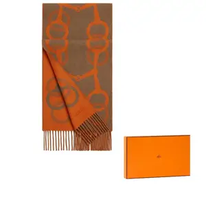 HERMES Шерстяной шарф мужской Lemon/Gray Green