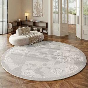 AOVOC Ковер круглый 280 см диаметр для гостиной/спальни, кремовый, у кресла/дивана