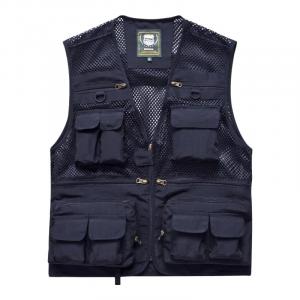 Жилет мужской V-образный вырез тонкий Fishing VanCamel, темно-синий