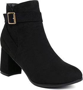 Женские ботильоны Artykey с массивным каблуком, высокие на блочном каблуке, из искусственной замши, с круглым носком, боковой молнией, модные повседневные ботильоны, Black