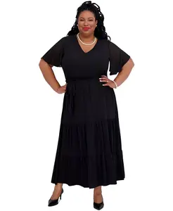 Женское макси-платье с V-образным вырезом и расклешенными рукавами, стандартные и плюс размеры Kasper, черный