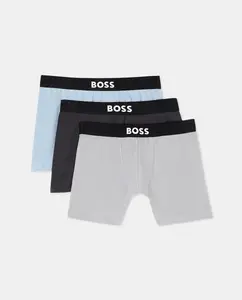 Набор из трех мужских длинных боксеров из хлопка Boss, черный