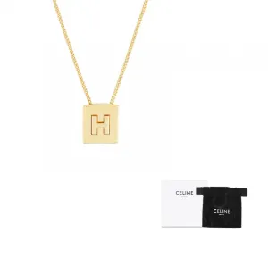 Алфавит H ожерелье из латуни с золотым покрытием CELINE