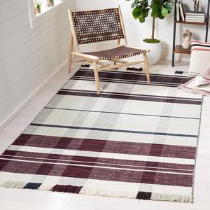 Ковер SAFAVIEH, 122 x 183 см, Striped Kilim Collection Ivory/Grey STK705A плоского плетения премиальная шерсть для прихожей гостиной фойе спальни акцентный