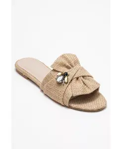 Сандалии-слайды Daphne Raffia Bow (женские) Prologue Shoes, загар/бежевый