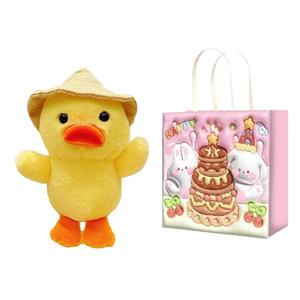 Плюшевый кулон в виде уточки в соломенной шляпе, высота 13 см FKOFR