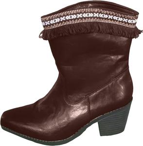 Женские ботинки IWIHMIV до середины икры с низким массивным каблуком, ботильоны с нескользящей кожей, зауженный носок, широкий голень для женщин, Brown