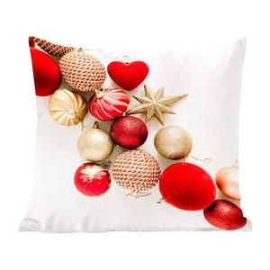Декоративная подушка MuchoWow, диванная подушка, декоративная подушка для гостиной, 60 х 60 см, зима - красный - шарики - чехол на подушку - хлопчатобумажная ткань - декоративные наволочки