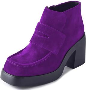 Женские ботильоны YDN на среднем каблуке, платформе, с квадратным носком, боковой молнией, противоскользящие, нарядные зимние ботинки, размер 4-15 US, Fuchsia