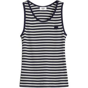 Майка с полосками и аппликацией в виде лисьей головы от Maison Kitsuné Maison Kitsune, синий