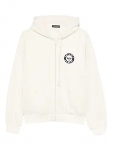 Худи на молнии с вышитым логотипом Emporio Armani, белый