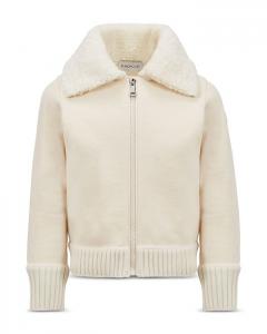 Кардиган на молнии для девочек - Little Kid Moncler, слоновая кость/кремовый
