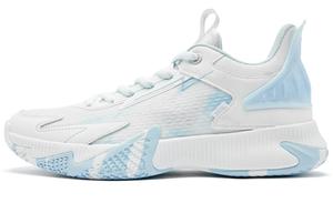 QIAODAN Баскетбольные кроссовки с амортизацией, отскоком, дышащие, нескользящие, низкие, мужские, белые, синие