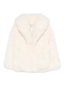 Пальто из искусственного меха с широкими лацканами Self-Portrait, белый