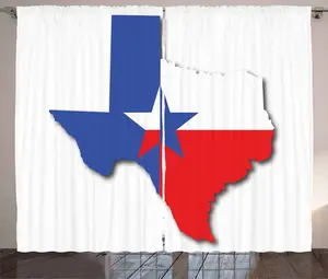 Штора ABAKUHAUS Техасская звезда в деревенском стиле, флаг с контуром карты, универсальные ленточные шторы для гостиной с петлями и крючками, 280 x 245 см, цвет: фиолетово-синий Abakuhaus