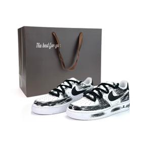 Nike Кроссовки Air Force 1 Ink Dyed First Snow с амортизацией, износостойкие, низкие, для скейтбординга, унисекс, черные, белые