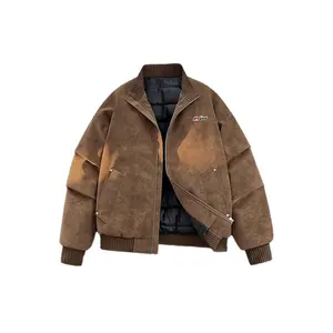 Пуховик Unisex Stand Collar Fleece lined WARRIOR, coffee (diy badge)