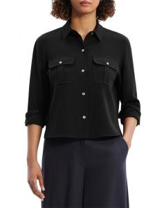 Теория Креп Кейп Бэк Военная рубашка Theory, черный