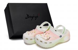 Crocs Классические сабо на платформе 811, производство Yujian Flower Shadow, специальные женские сабо Shoe Box, белые, розовые, зеленые