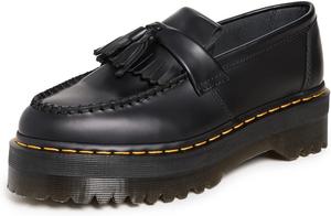 Кожаные мокасины Dr. Martens Adrian Quad на платформе унисекс, Black Smooth