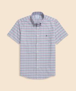 Эластичная оксфордская рубашка с коротким рукавом и логотипом GF, повседневная, стандартного кроя.