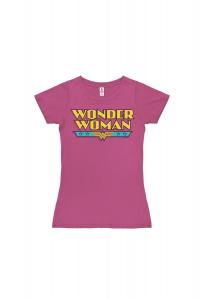 Новая футболка для девочек DC — Wonder Woman — логотип LOGOSHIRT, розовый