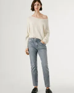 Женские прямые джинсы с высокой посадкой и эффектом потертости Pepe Jeans, серый