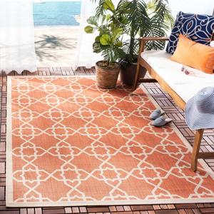Ковер SAFAVIEH, 122 x 171 см, Washable Rug Outdoor Courtyard Collection - , Terracotta & Beige, Non-Shedding & Easy Cleaning, для патио, заднего двора, прихожей (CY6032-241)