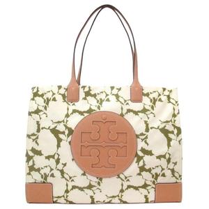 Сумка-шоппер Ella из ткани с зеленым цветочным принтом TORY BURCH