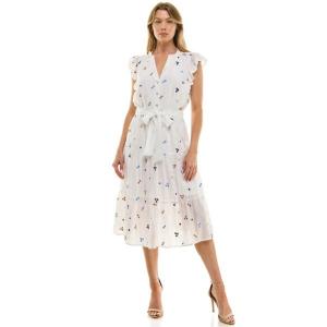 Женское вышитое платье миди Figueroa & Flower, цвет white navy