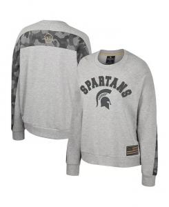 Женская толстовка-пуловер Dolman цвета Heather Grey с надписью «Michigan State Spartans OHT» Colosseum