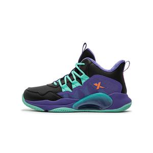 XTEP Детские нескользящие износостойкие хлопковые кроссовки черного и фиолетового цвета с блестками