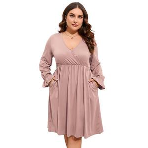 Женское платье plus size v-образным вырезом, а-силуэта, длины миди, обертывающее Maxxis Merch, Apricot