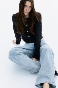 Кардиган в косовой вязке H&M, серый