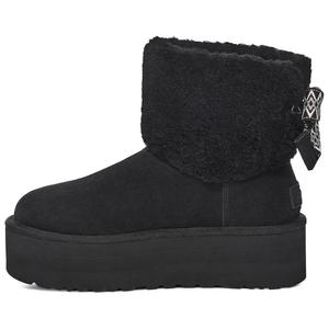Ботинки зимние женские UGG Classic Mini с бантиком, черный